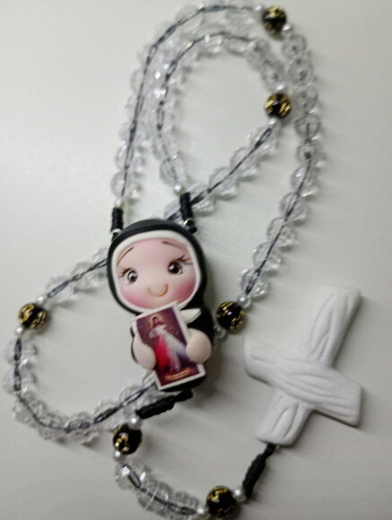 Terço Santa Faustina em Biscuit