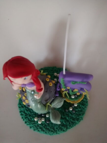 Topo De Bolo + Vela Pequena Sereia
