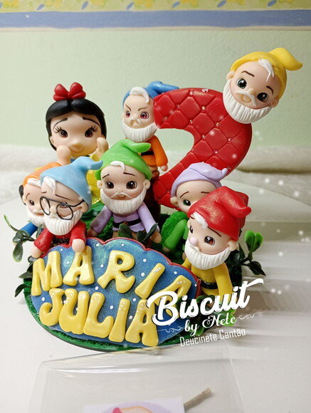 Topo de Bolo Branca de Neve em Biscuit