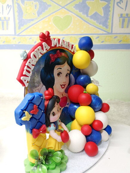 Topo de Bolo Branca de Neve em Biscuit