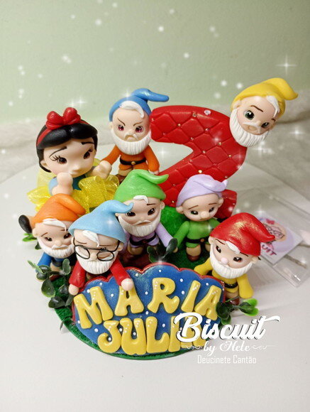 Topo de Bolo Branca de Neve em Biscuit
