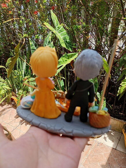 Topo de Bolo Casal Bodas de Ouro em Biscuit