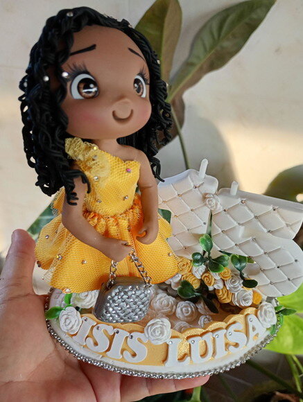 Topo de Bolo Debutante 15 Anos em Biscuit