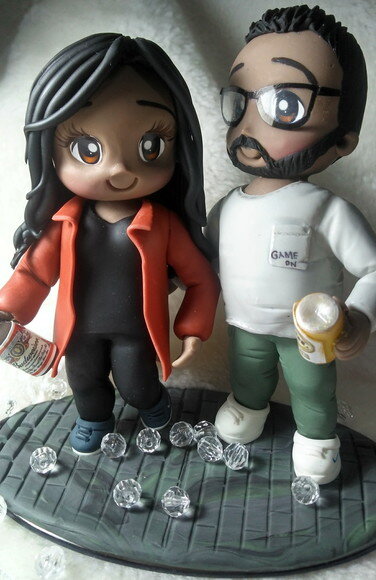 Topo de Bolo Personalizado Casal com Skol