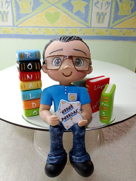 Topo de Bolo Personalizado Professor em Biscuit