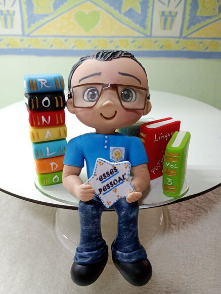 Topo de Bolo Personalizado Professor em Biscuit