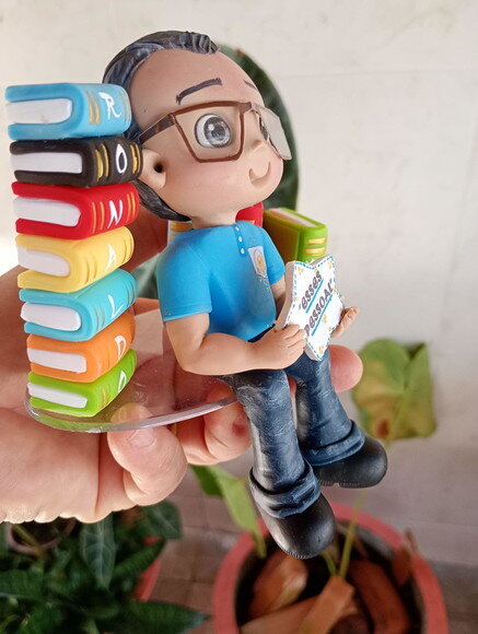 Topo de Bolo Personalizado Professor em Biscuit