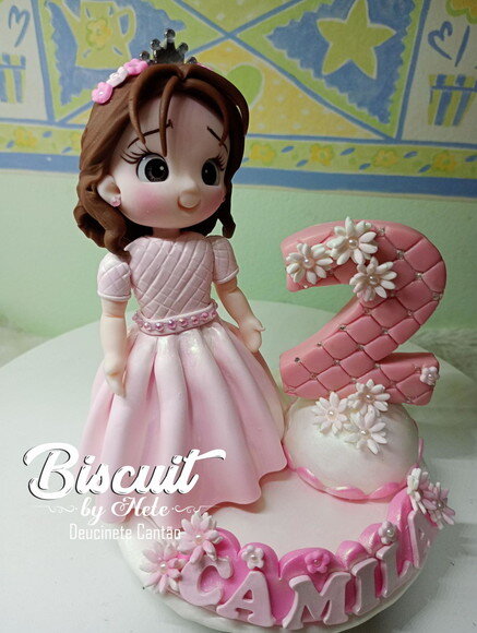 Topo de Bolo Princesinha em Biscuit