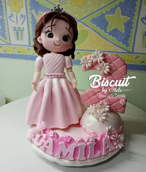 Topo de Bolo Princesinha em Biscuit
