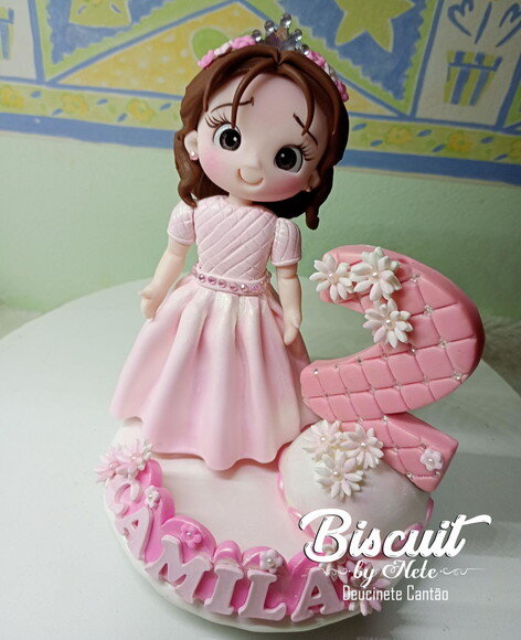 Topo de Bolo Princesinha em Biscuit
