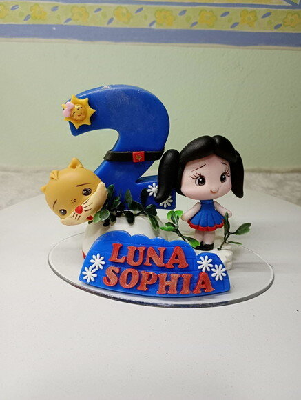 Topo de Bolo Show da Luna em Biscuit