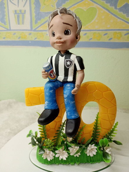Topo Personalizado Vovô 70 Anos em Biscuit