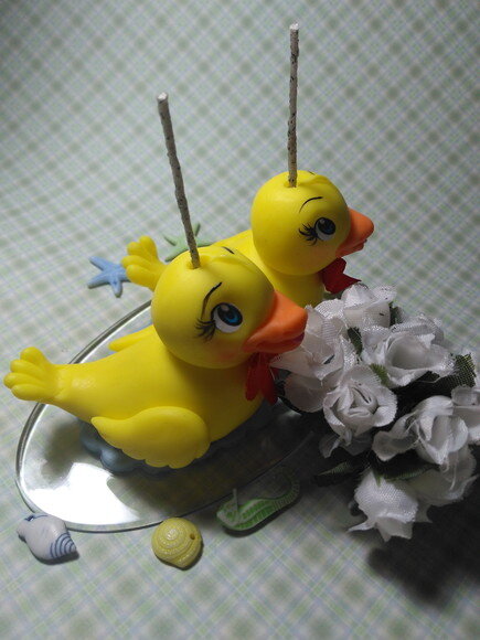Vela Dois Patinhos em Biscuit