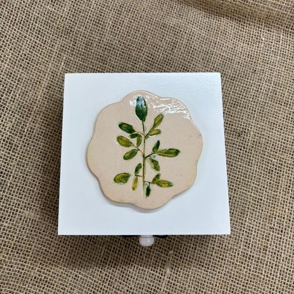 Caixa 15x15 Bijuteria Ceramica Folha Peca Unica Feito a Mao