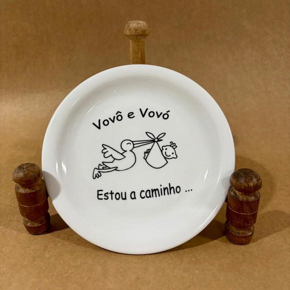 Kit 2 Prato Dec Personalizado 18 cm Anuncio Gravidez Vovó
