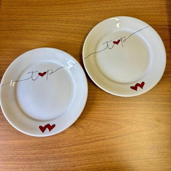 Kit 2 Pratos Personalizado 24 cm c Borda Pintado a Mão