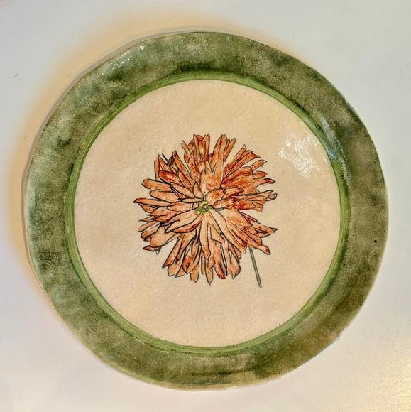 Prato Decorativo Parede Flor Ceramica 25 cm