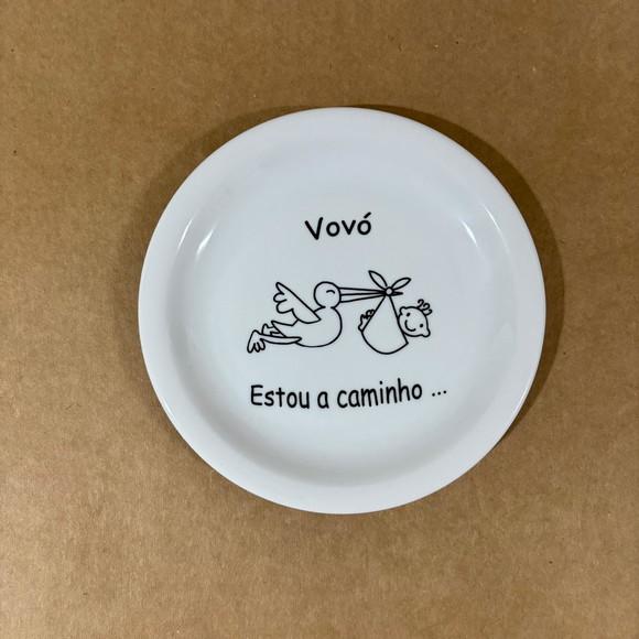 Prato Decorativo Personalizado 18 cm Anuncio Gravidez´vovó