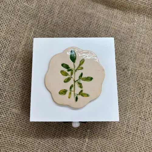 Caixa 15x15 Bijuteria Ceramica Folha Peca Unica Feito a Mao