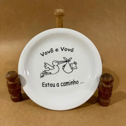 Kit 2 Prato Dec Personalizado 18 cm Anuncio Gravidez Vovó