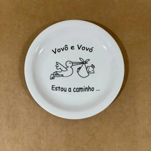 Kit 2 Prato Dec Personalizado 18 cm Anuncio Gravidez Vovó