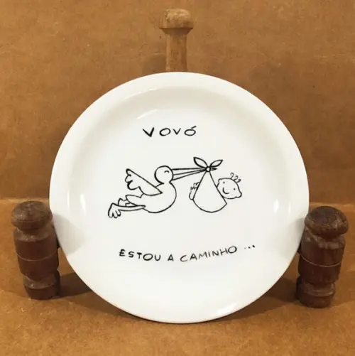 Kit 2 Prato Dec Personalizado 18 cm Anuncio Gravidez Vovó