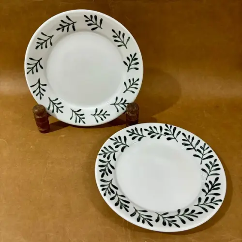 Kit 2 Pratos em Porcelana 24 cm Borda Pintada a Mão