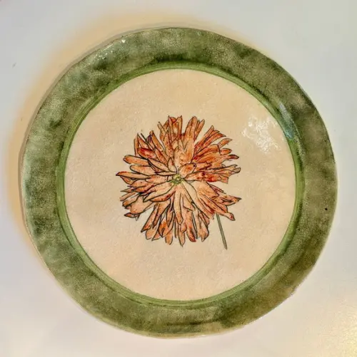 Prato Decorativo Parede Flor Ceramica 25 cm