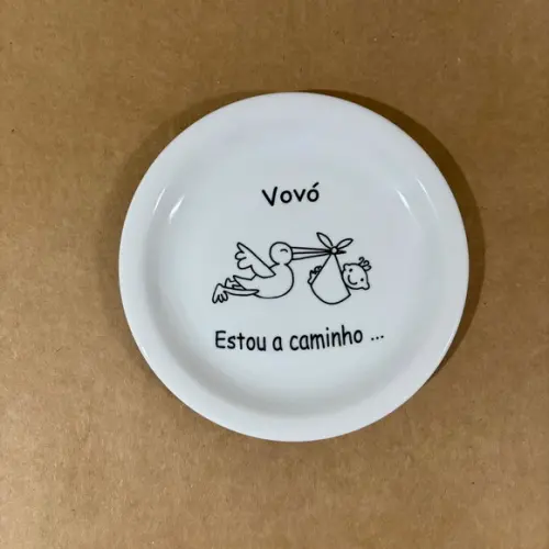 Prato Decorativo Personalizado 18 cm Anuncio Gravidez´vovó
