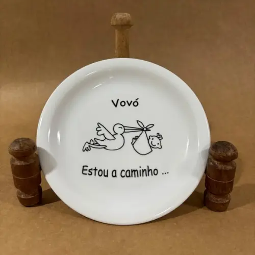 Prato Decorativo Personalizado 18 cm Anuncio Gravidez´vovó