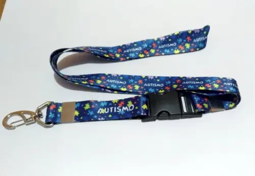 01 cordão 01 crachá autismo 20mm chaveiro com mosquete