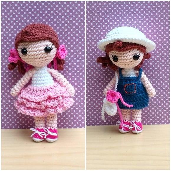2 Bonecas Maristela Amigurumi com Roupinhas