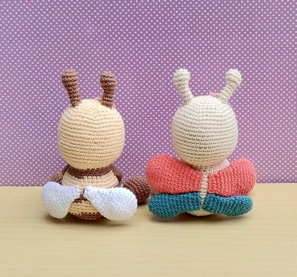 Abelha Berê e Borboleta Lelê Amigurumi * Pronta Entrega