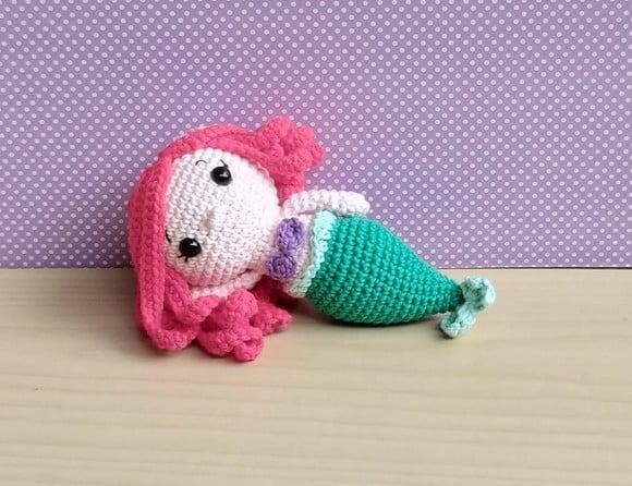 Ariel Sereia e Linguado Amigurumi