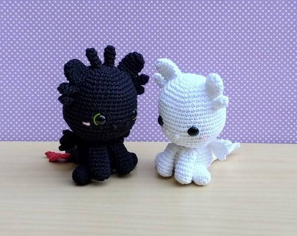 Banguela e Fúria da Luz Amigurumi - Como Treinar Seu Dragão