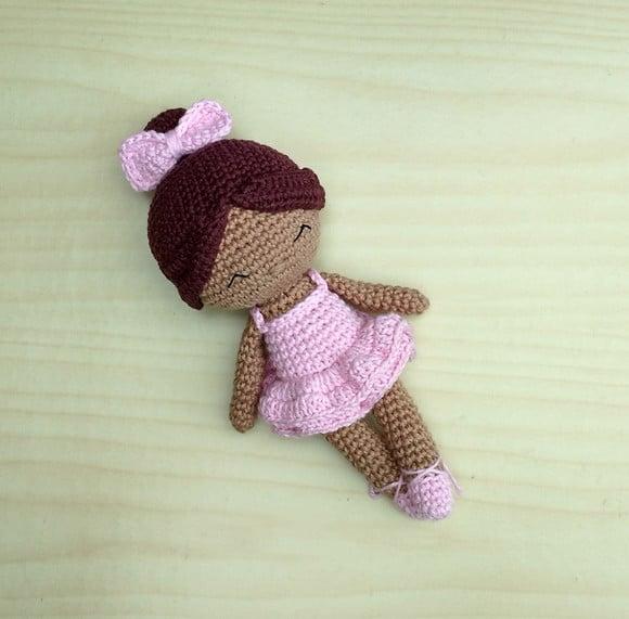 Boneca Bailarina Rosa Amigurumi