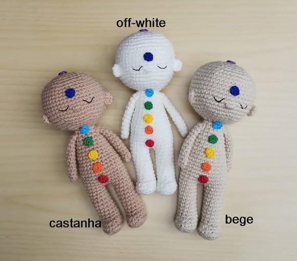Boneco Reiki 40cm com Chakras Amigurumi
