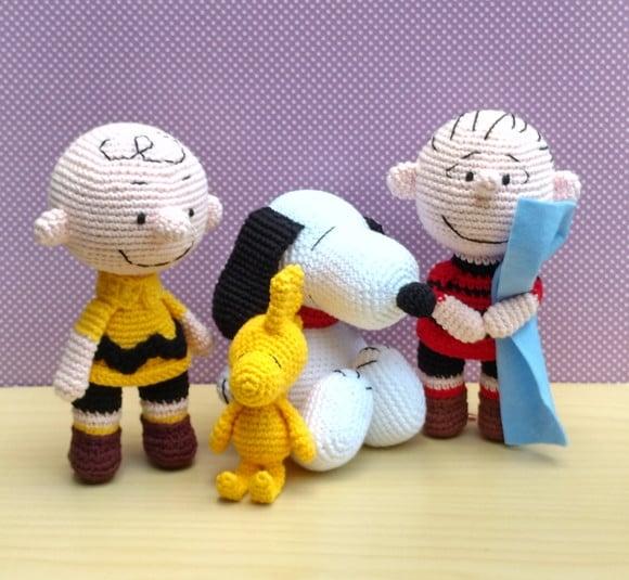 Charlie Brown, Linus, Snoopy e Woodstock Amigurumi