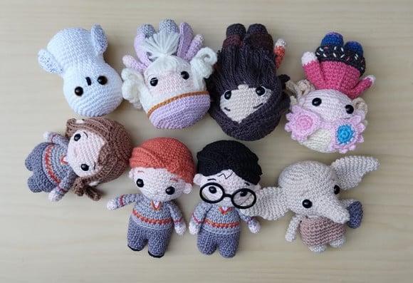 Coleção Harry Potter com 8 Personagens Amigurumi