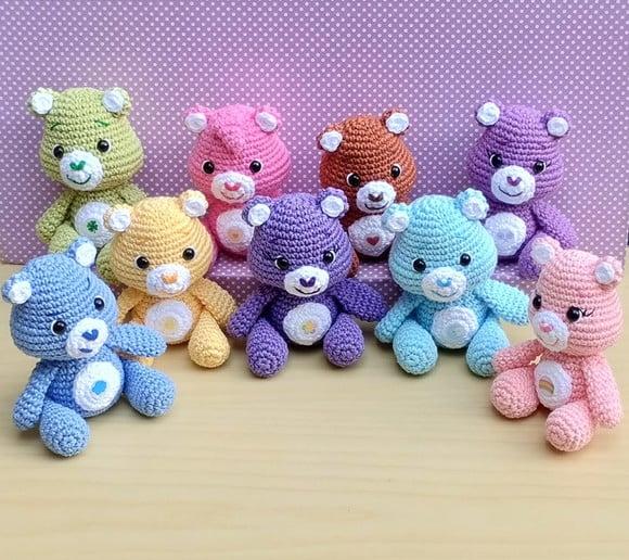Combo com 9 Ursinhos Carinhosos Amigurumi