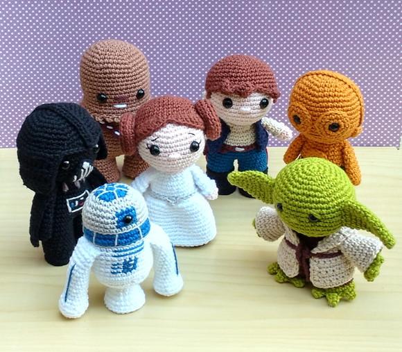 Combo Star Wars com 7 Personagens Amigurumi