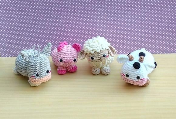 Fazendinha Pop ( Burro Porco Ovelha e Vaca Amigurumi