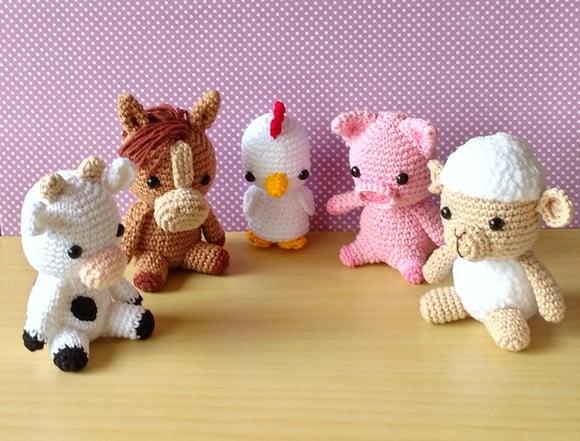 Fazendinha Mini com 5 Amigurumi