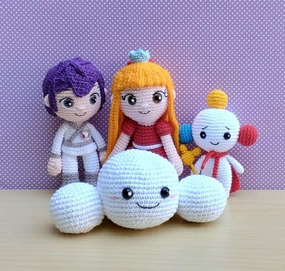 Grizelda, Rei Arco-íris, Felpudo e Zee Amigurumi
