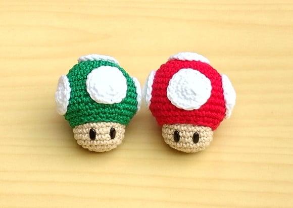 Kit Mini Cogumelos Mario Bros. Amigurumi