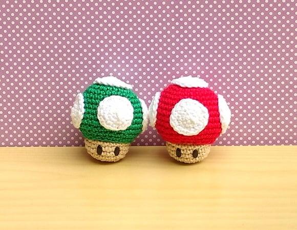 Kit Mini Cogumelos Mario Bros. Amigurumi
