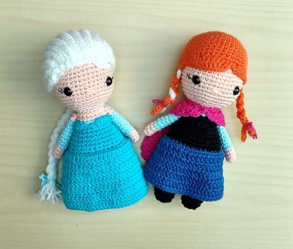 Kit Princesas Elsa e Anna Amigurumi - Frozen