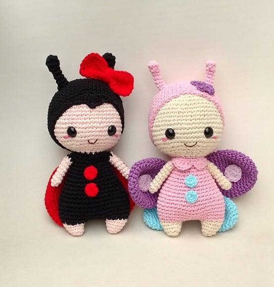 Kit Joaninha e Borboleta Amigurumi