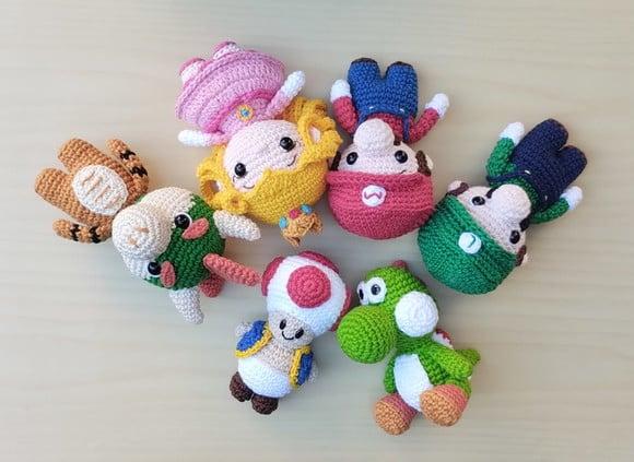 Kit Super Mario Bros. Chibi Amigurumi - 6 Personagens