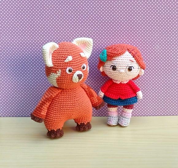 Meilin e Mei Panda Amigurumi -red Crescer É Uma Fera